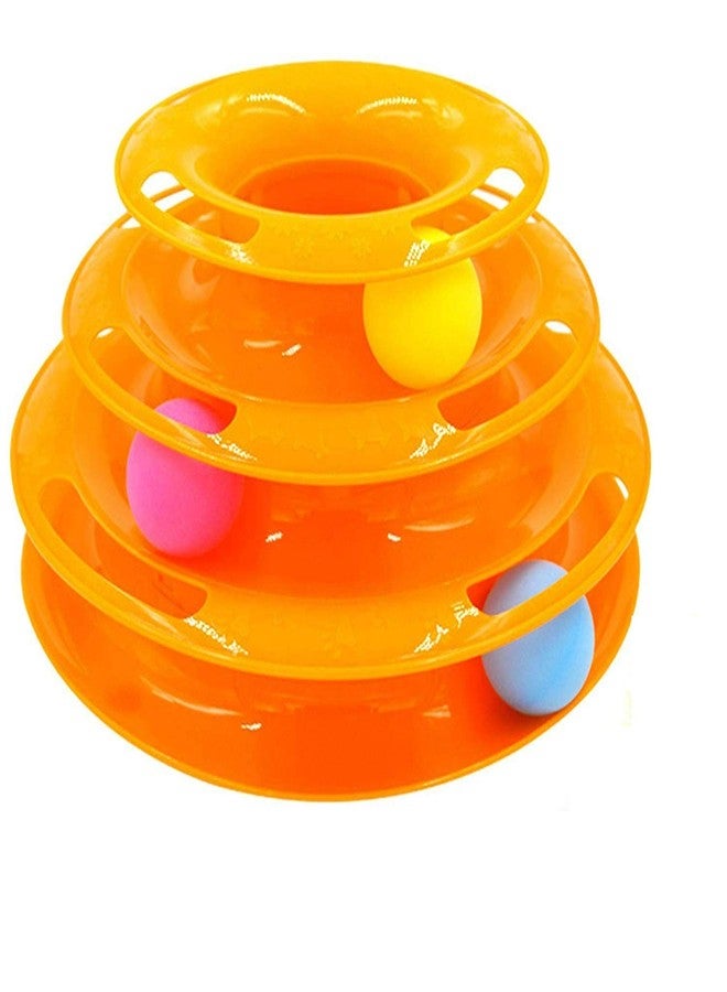 Sage Square Interactive Tower of Tracks Plastic 3 Layers Pet Game Entertainment Turntable with Colorful Ball Toy for Cats - Image 1